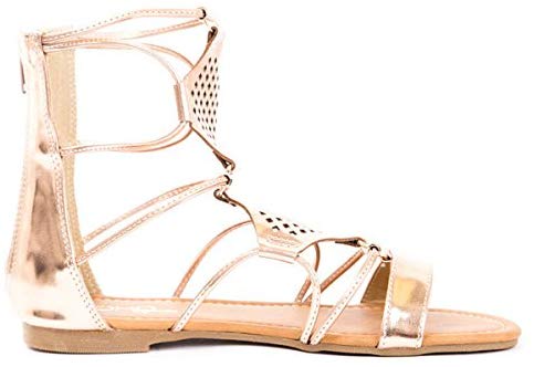 Soho Shoes Women's Laser Cut Roman Gladiator Ankle Sandals