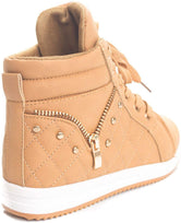 Soho Kids Casual Quilted Lace Up High Top Fashion Sneakers (Toddler/Little Kid)